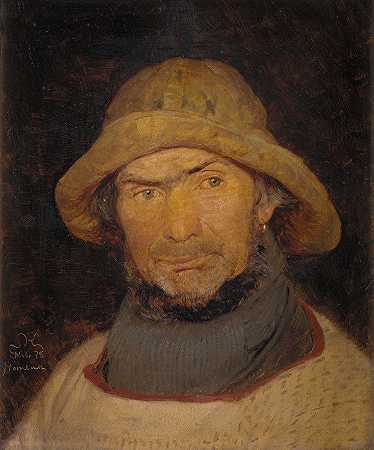 霍恩布克渔夫的肖像`Portræt af en fisker fra Hornbæk (1875) by Peder Severin Krøyer
