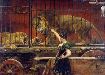嫉妒的母狮`The Jealous Lioness (1885 – 1890) by Paul Friedrich Meyerheim