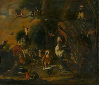 每一只鸟都有喙歌唱`Every Bird Sings as It Is Beaked (1700–1710) by After Melchior de Hondecoeter