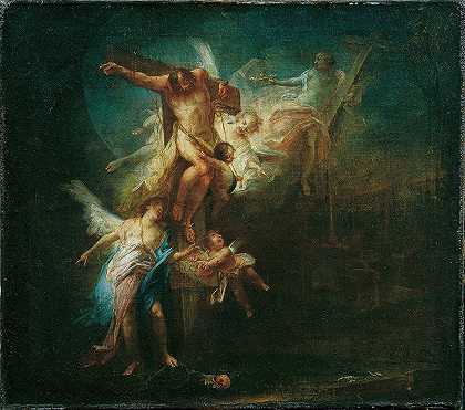 基督把善良的小偷带到天堂`Christ takes the good thief to heaven (around 1750~1760) by Johann Wolfgang Baumgartner