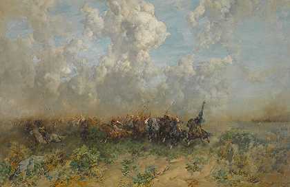 溃败`The Rout (1884) by Alberto Pasini
