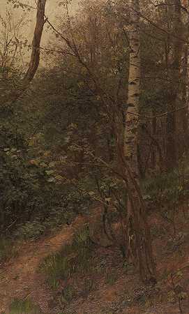 森林边缘的桦树`Birken am Waldrand (1902) by Alexander Koester