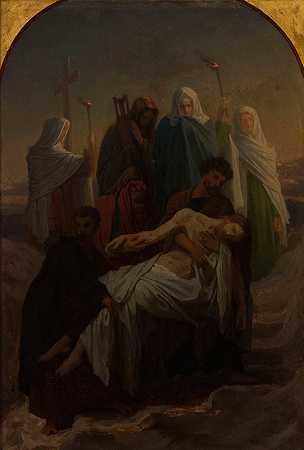 L耶稣从十字架上下来，埋葬基督`Lensevelissement du Christ, Jésus descendu de la Croix (1856) by Émile Signol