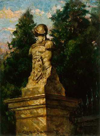 莫迪利亚尼门柱`Modigliani Gate Post (1910) by James Carroll Beckwith