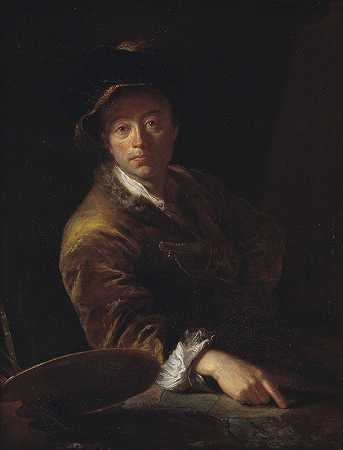 画家肖像（大概是C.L.阿格里科拉，1667-1719年）`Portrait of a Painter (presumably C. L. Agricola, 1667~1719) (1714) by Antoine Pesne