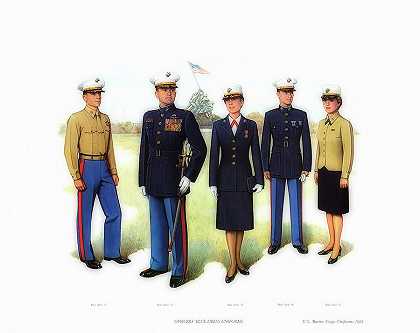 U S M C-军官蓝色制服`U S M C – Officers\’ Blue Dress Uniforms