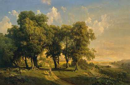 Unter den Linden（夜景）`Unter den Linden (Abendlandschaft) (1858) by Anton Hansch