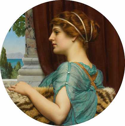 庞贝夫人`A Pompeian Lady (1904) by John William Godward