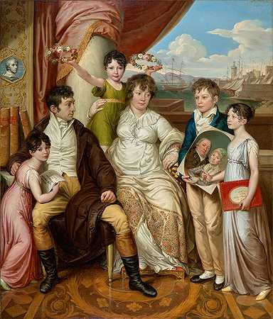 批发商约翰·克里斯蒂安·埃德勒·冯·布鲁奇曼家族`Die Familie des Großhändlers Johann Christian Edler von Bruchmann (1810) by Josef Abel