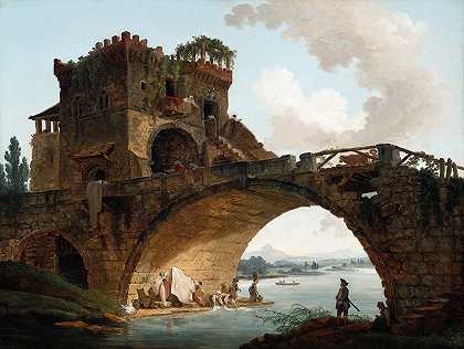 庞特工资`The Ponte Salario (c. 1775) by Hubert Robert