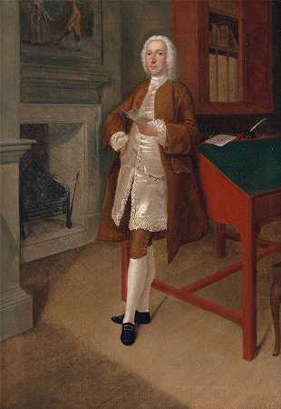 图书馆里一个不知名的人`An Unknown Man In A Library (1740 ~ 1741) by Arthur Devis