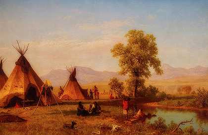 拉拉米堡附近的苏族村庄`Sioux Village Near Fort Laramie