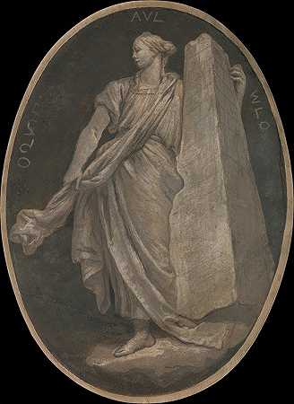 象征坚韧的寓言人物`Allegorical Figure Representing Fortitude (1760) by workshop of Giovanni Battista Tiepolo