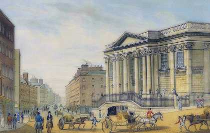 1818年的今天，皇家交易所，达姆街，远眺科勒`1818 The Royal Exchange, Dame Street, With A Distant View Of Col