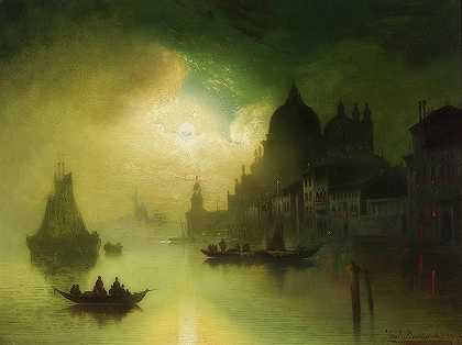 威尼斯月夜`A Moonlit Night Over Venice