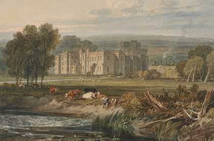 从东南方向看赫里福德郡汉普顿法院`View of Hampton Court, Herefordshire, from the Southeast (ca. 1806) by Joseph Mallord William Turner