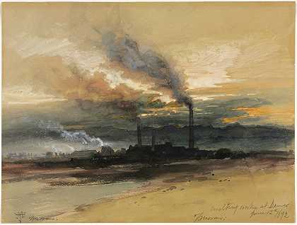 丹佛冶炼厂`Smelting Works at Denver (1892) by Thomas Moran