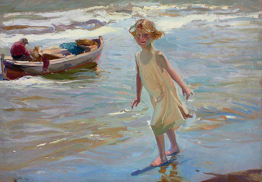 瓦伦西亚海滩上的小女孩`Little Girl On The Beach, Valencia