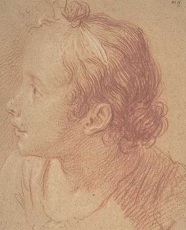 一个年轻女孩的头`Head of a Young Girl (18th century) by Jacques Dumont