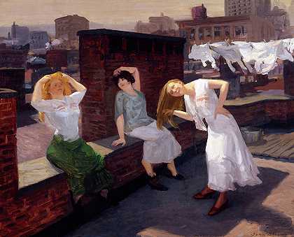 星期天，女人们在晒头发`Sunday, Women Drying Their Hair