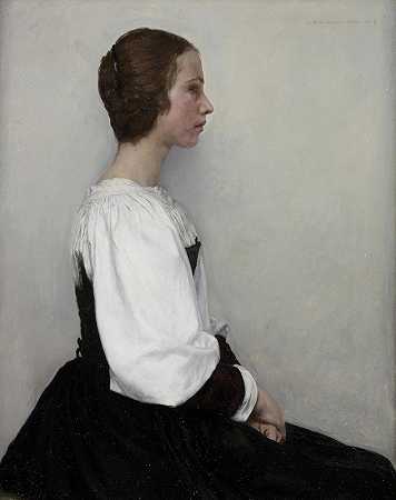 一位年轻女士的肖像`Portrait Of A Young Lady (1903) by Charles Frederick Ulrich