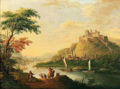 德累斯顿景观`View of Dresden by Christian Wilhelm Ernst Dietrich