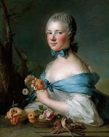 女人的肖像`Portrait of a Woman (1753) by Jean-Marc Nattier
