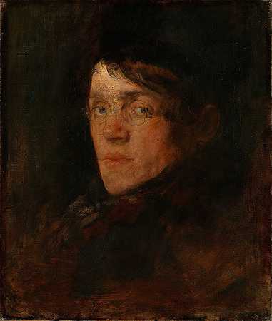 画家埃利夫·彼得森的肖像`Portrait of the Painter Eilif Peterssen (1877) by Hans Heyerdahl