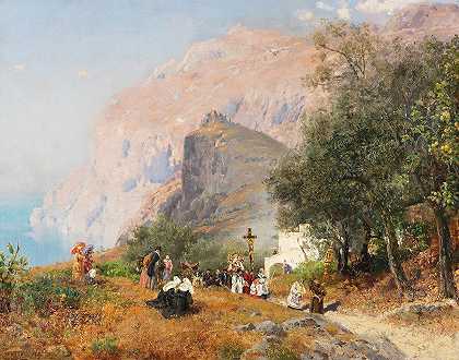 卡普里游行`Prozession auf Capri (1893) by Carl Wuttke