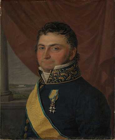 内阁部长尼古拉·约翰·罗曼·克罗格的肖像`Portrait of Cabinet Minister Nicolay Johan Lohmann Krog (1825) by Jacob Munch