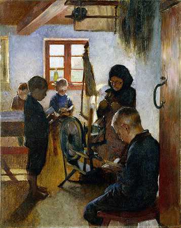 在乡村学校`In the Village School (1884) by Oscar Björck