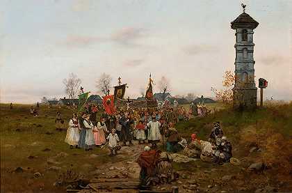 大游行`Great procession (1884) by Seweryn Bieszczad