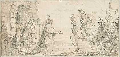 红衣主教在城门迎接将军`Cardinal Receiving a General at a City Gate (1696–1770) by Giovanni Battista Tiepolo