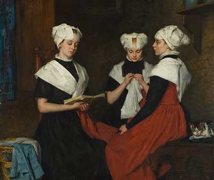 三个来自阿姆斯特丹的孤儿女孩`Drie burgerweesmeisjes van Amsterdam (1885) by Thérèse Schwartze