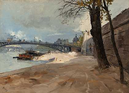 圣父桥附近的码头`Un quai près de Pont des Saints~Pères (1886) by Frank Myers Boggs