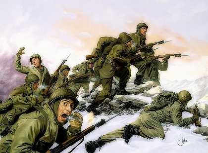 美国第65团对一个中国团的刺刀攻击`U. S. 65th Regiment\’s Bayonet Charge against a Chinese Regiment