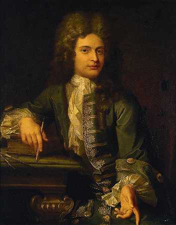 一个年轻人的肖像`Portrait of a Young Man (17th century) by Sir Godfrey Kneller