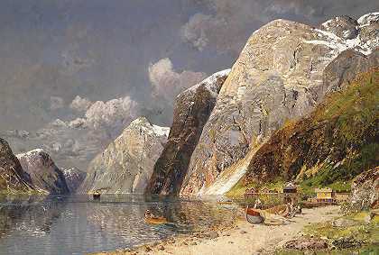 大峡湾景观`Grosse Fjordlandschaft by Karl Kaufmann