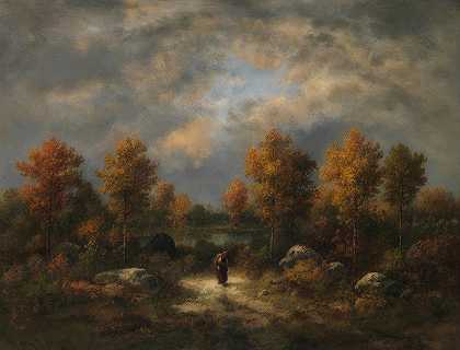 秋天，林地池塘`Autumn, The Woodland Pond