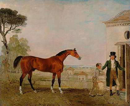 &;苏丹在埃克塞特侯爵s Stud Burghley House`;Sultan at the Marquess of Exeters Stud, Burghley House (1826) by Lambert Marshall