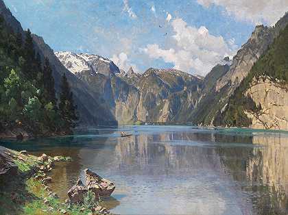 科尼希湖`Der Königssee (1890) by Otto Strützel