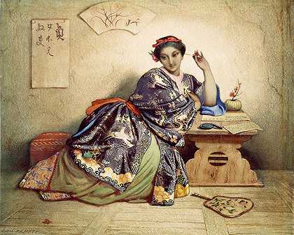 中国女孩`A Chinese Girl (c. 1841 ~ 1849) by Dominique Louis Papety