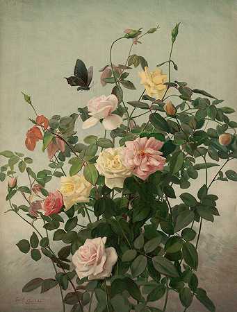玫瑰`Roses (1878) by George Cochran Lambdin