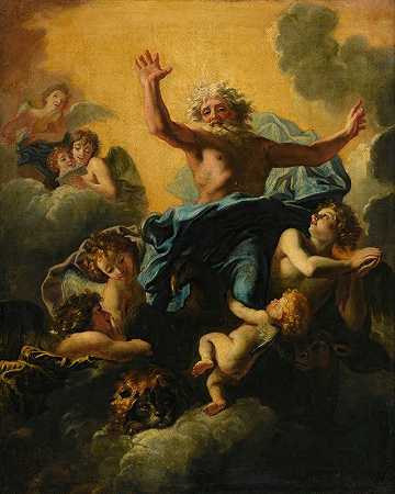 父神和福音派的象征（或以西结的异象）`God The Father And The Evangelist Symbols (Or The Vision Of Ezechiel) by Charles De La Fosse