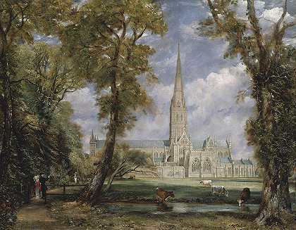 从主教花园看索尔兹伯里大教堂`Salisbury Cathedral From The Bishop\’s Garden
