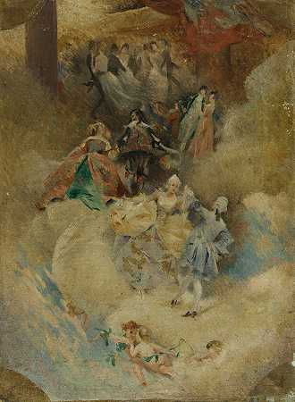 古往今来的绘画——古往今来的舞蹈`La Peinture à travers les âges – La Danse à travers les âges (1888) by Aimé Morot
