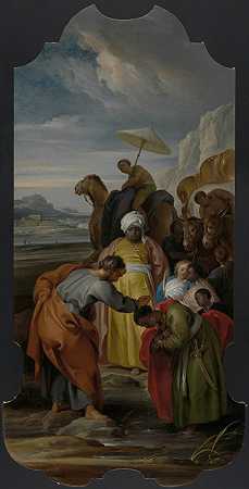圣菲利普为太监施洗`Saint Philip Baptizes the Eunuch (1748) by Jacob de Wit