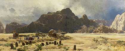 西奈风景区，杰贝尔山和陵墓`Sinai Landscape With The Mountain Jebel El – Deir And The Tomb