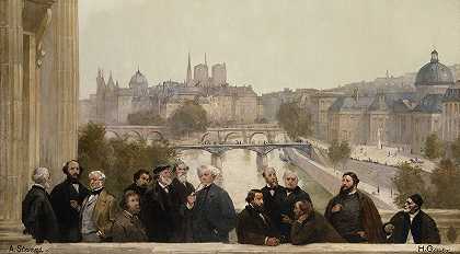 世纪全景杜普利，卢梭，伊莎比，米利特。。。`Le panorama du siècle; Dupré, Rousseau, Isabey, Millet…. (1889) by Henri Gervex