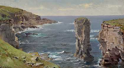 英国海岸景观（康沃尔海岸）`British Coastal View (Coast of Cornwall) (circa 1880) by William Trost Richards